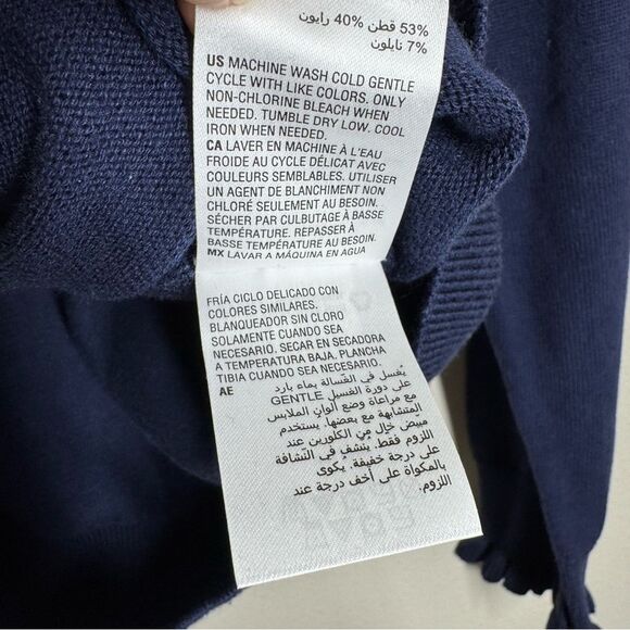 Charter Club V Neck Ruffle Cuff Collared Sweater Long Sleeve Pullover Navy XXL - Picture 7 of 7